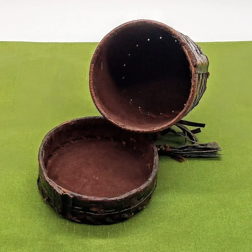 Handmade Woven Leather Bamboo Lidded Tassel Box